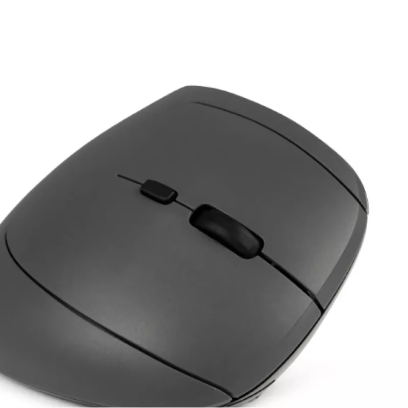 BakkerElkhuizen MidWay Mouse destro, per destrimani, design verticale, ottico, RF Wireless + Bluetooth + USB Type-C, 2400 DPI, grigio, nero
