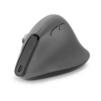 BakkerElkhuizen Grip Pro Mouse, per destrimani, design verticale, ottico, RF Wireless, 2400 DPI, grigio, nero, giallo