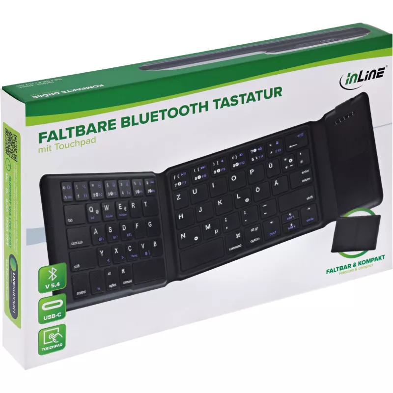 InLine 55379B Tastiera universale Bluetooth QWERTZ tedesco nero