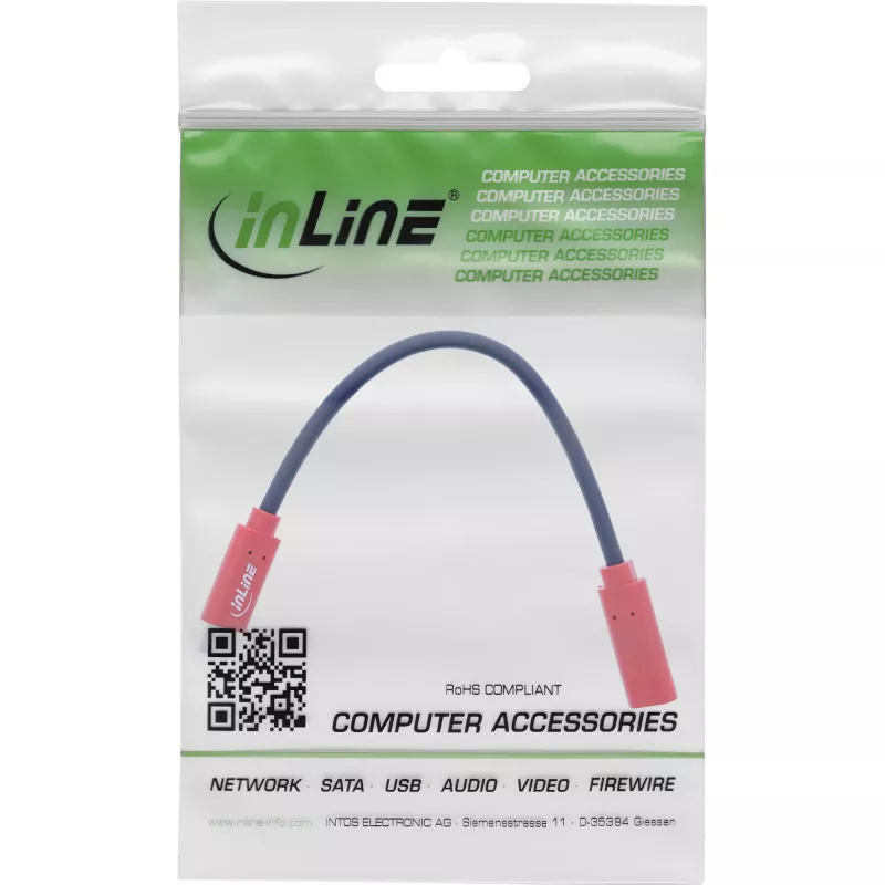 Adattatore di cambio sesso InLine USB-C 31654, USB-C a USB-C, 0,2 m, rosso