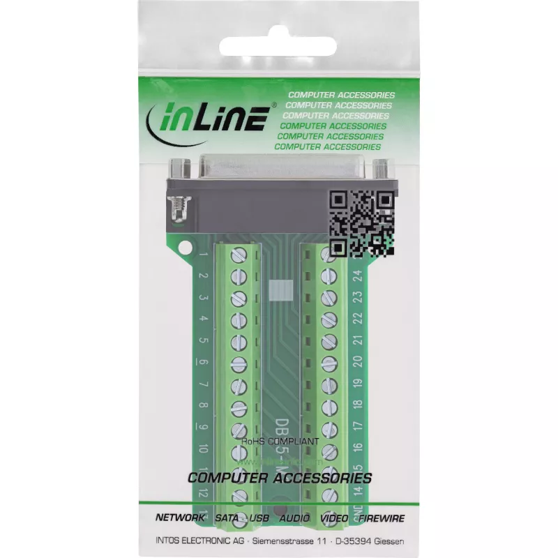 InLine 92502E Connettore cavo morsettiera / D-Sub 25 verde