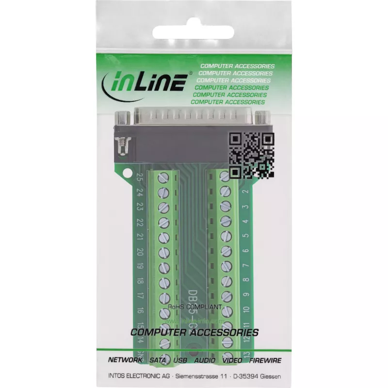 InLine 92502F Connettore cavo morsetto a vite / D-Sub 25 verde