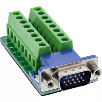 InLine 92503B Connettore cavo morsettiera, VGA (HD15) blu, verde