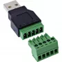 InLine 92504A Connettore cavo USB-A / morsettiera, 5 poli nero, verde