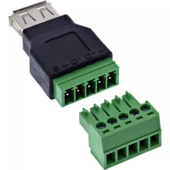 InLine 92504B Connettore a vite USB-A / morsettiera, 5 poli nero, verde