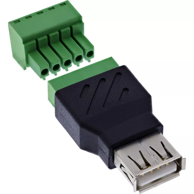 InLine 92504B Connettore a vite USB-A / morsettiera, 5 poli nero, verde