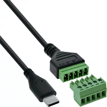 InLine 92504E Connettore a vite USB-C / morsettiera, 5 poli nero, verde