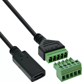 InLine 92504F Adattatore cavo USB-C / morsettiera, 5 poli nero, verde