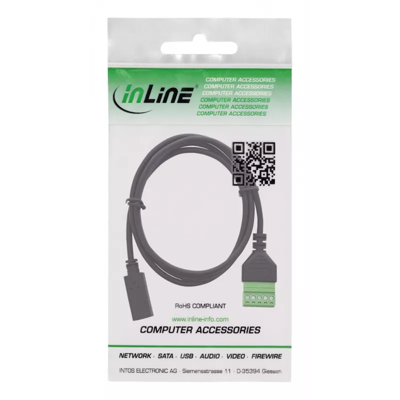 InLine 92504F Adattatore cavo USB-C / morsettiera, 5 poli nero, verde