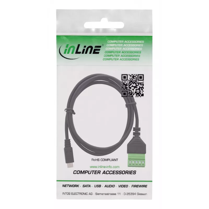 InLine 92504C Adattatore cavo Micro USB / morsettiera, 5 poli nero, verde