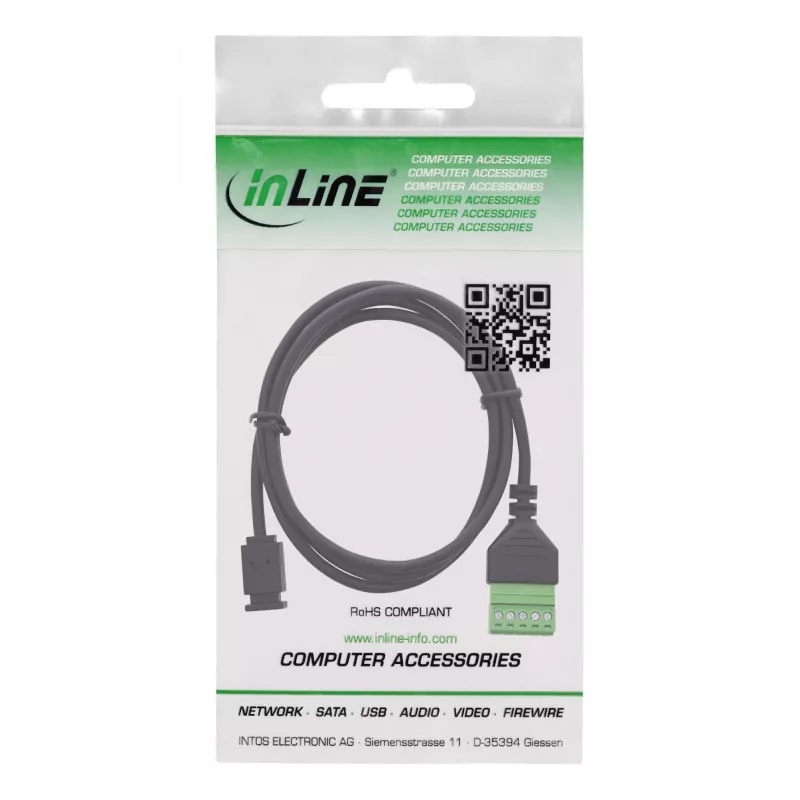InLine 92504D Connettore per cavi Micro-USB / morsettiera, 5 poli nero, verde
