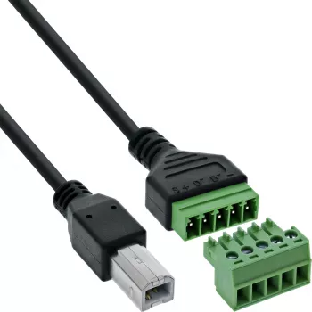 InLine 92504I Connettore per cavi USB-B / morsettiera, 5 poli nero, verde