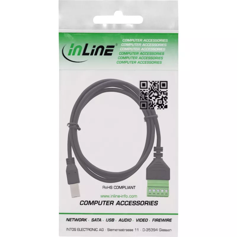 InLine 92504I Connettore per cavi USB-B / morsettiera, 5 poli nero, verde