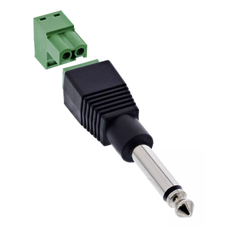 InLine 92504M Connettore per cavi jack 6,35 mm TS maschio 2 poli / morsettiera 2 morsetti nero, verde