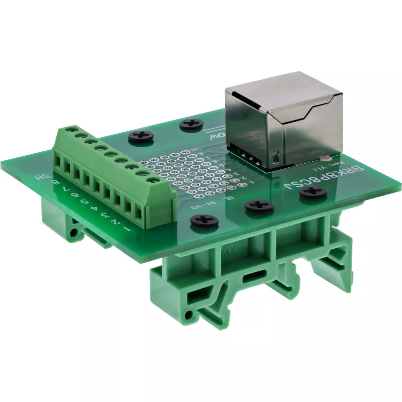 InLine 92505B Morsettiera con presa RJ45, dritta, guida DIN