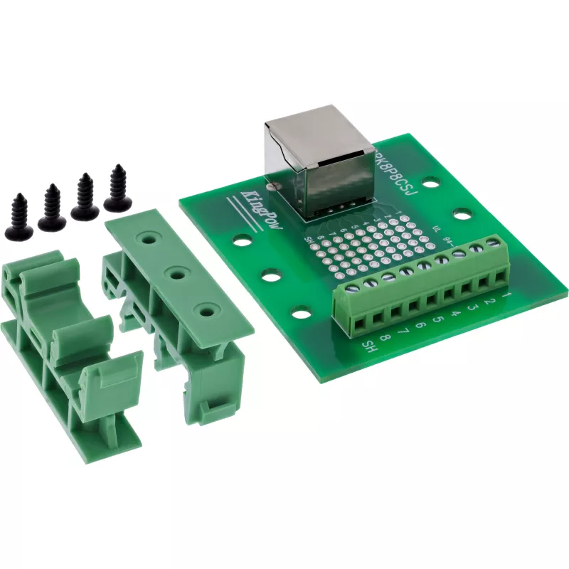 InLine 92505B Morsettiera con presa RJ45, dritta, guida DIN