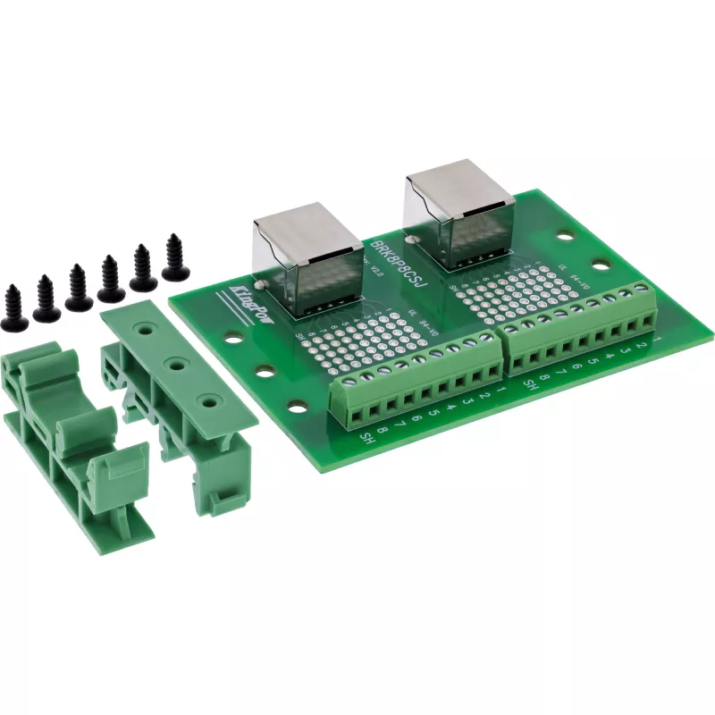 InLine 92505C Morsettiera con doppia presa RJ45, dritta, guida DIN