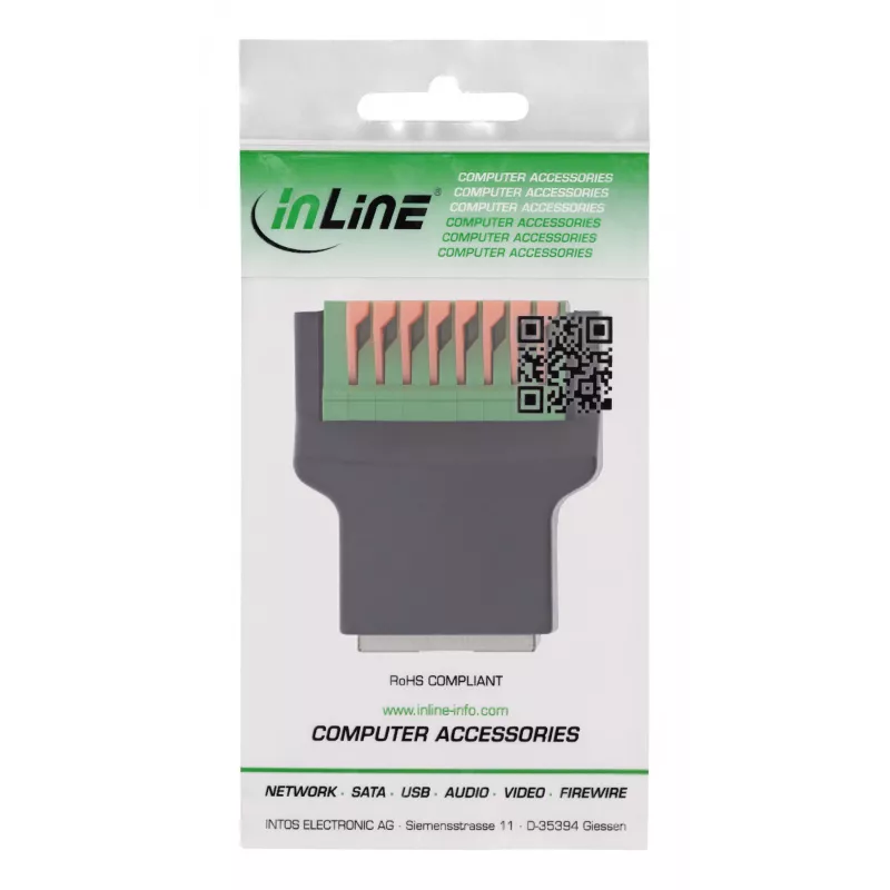 InLine 92505E Connettore per cavi RJ45 8P8C / morsettiera, 8 poli nero