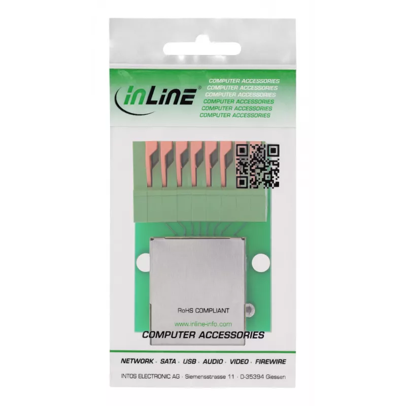 InLine 92505F Connettore per cavi RJ45 Cat.5e 8P8C / morsettiera, 8 poli verde