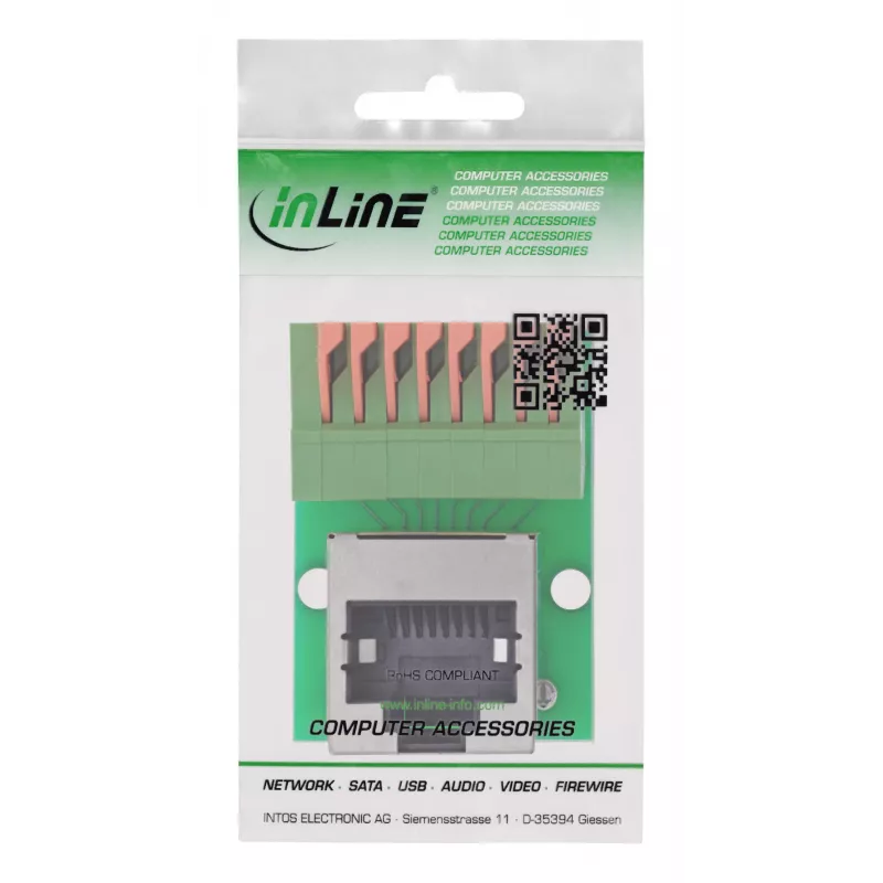 InLine 92505G Connettore per cavi RJ45 Cat.5e 8P8C / morsettiera, 8 poli verde