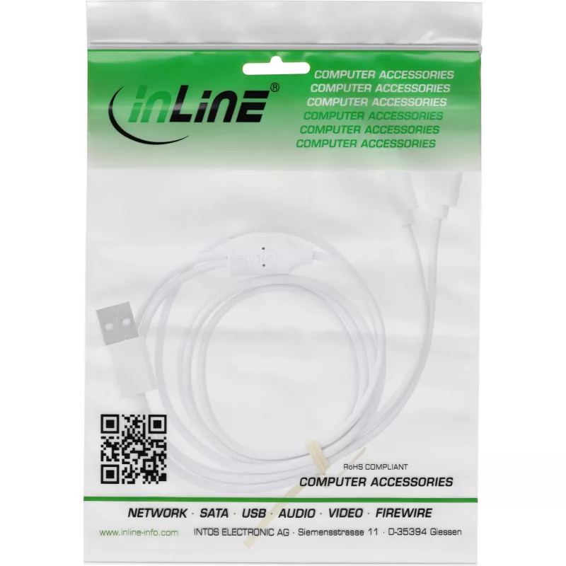 InLine 35126W Cavo USB USB 2.0 0,5 m USB A 2 x USB C bianco
