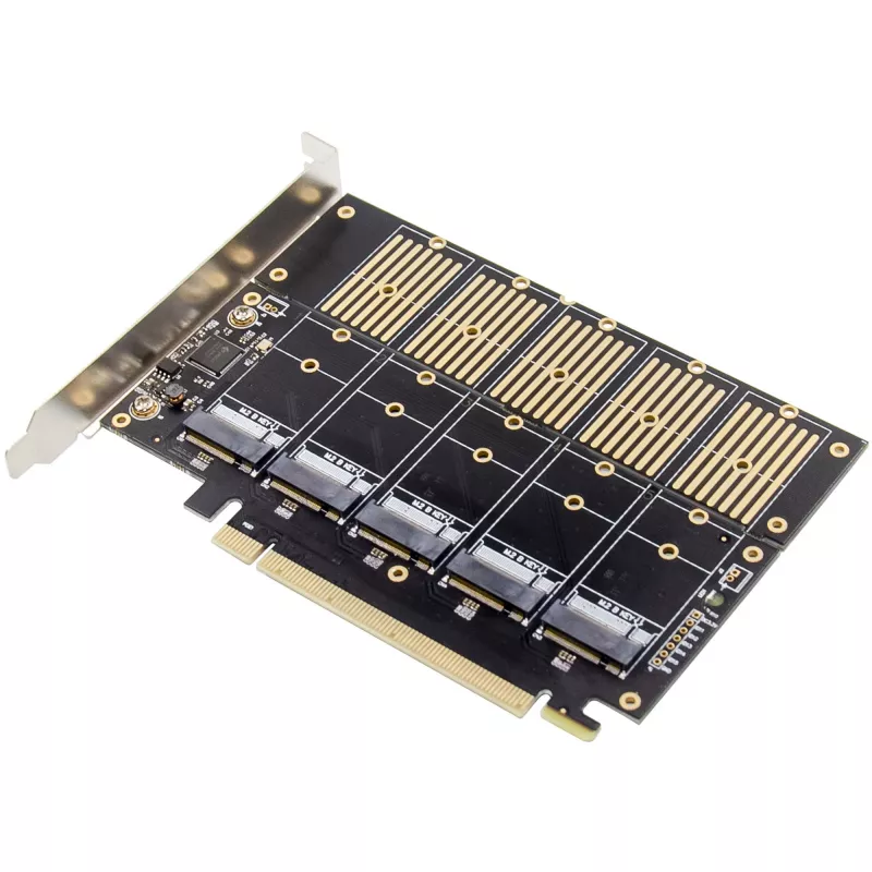 InLine 76619G Scheda di interfaccia, da PCIe x16 a 5x M.2 Key B SATA, staffa Low-Profile inclusa
