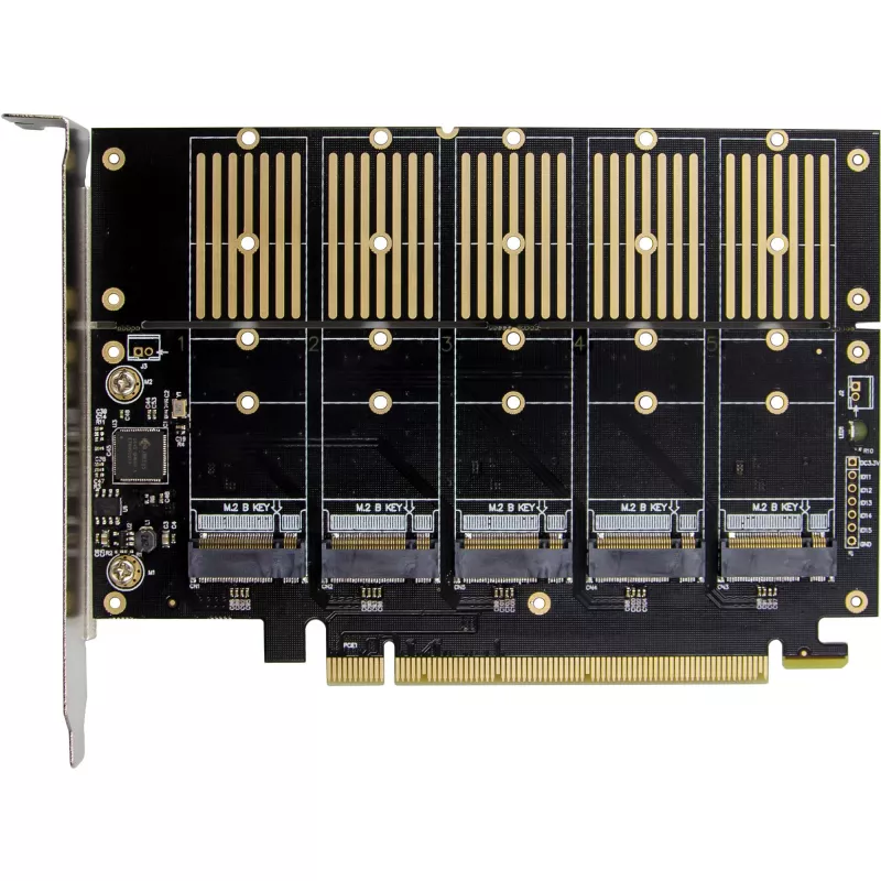 InLine 76619G Scheda di interfaccia, da PCIe x16 a 5x M.2 Key B SATA, staffa Low-Profile inclusa