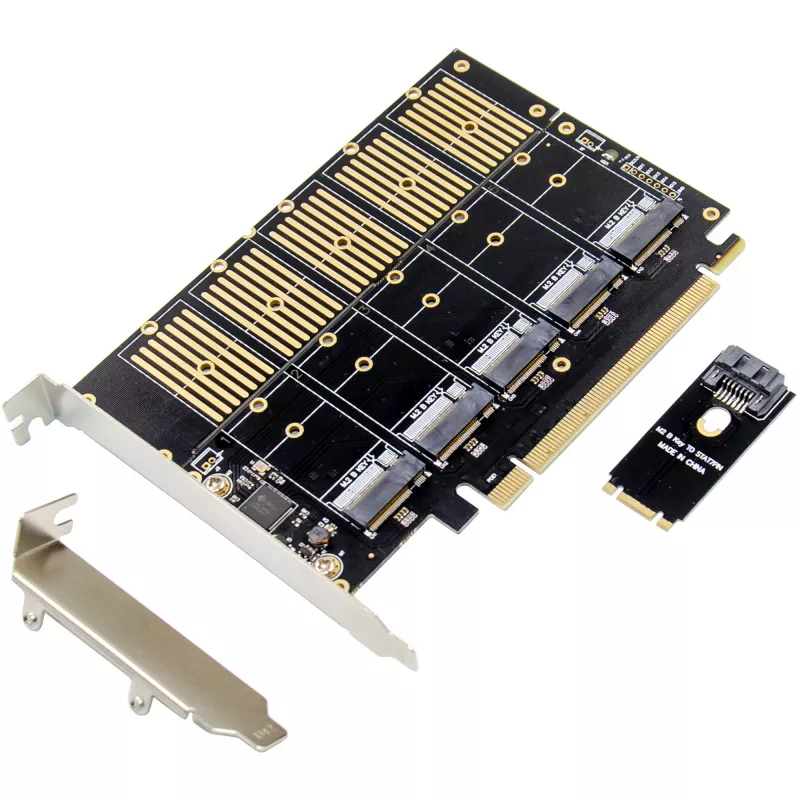 InLine 76619G Scheda di interfaccia, da PCIe x16 a 5x M.2 Key B SATA, staffa Low-Profile inclusa