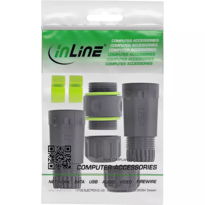 InLine 69927B Accoppiatore in fibra ottica LC, IP68, presa 2x2 LC, per esterni, M20
