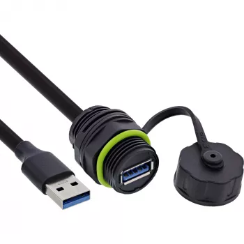 InLine Accoppiatore USB-A IP68 schermato, presa a spina, 0,5 m