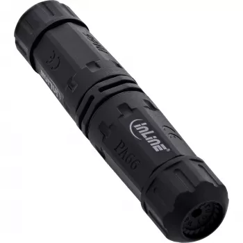 InLine 69927T Accoppiatore di rete IP68, 3 poli, a 2 vie, M20, nero