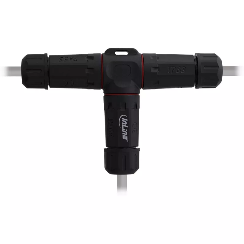 InLine 69927U Accoppiatore di rete IP68, 3 poli, a 3 vie (T), M20, nero