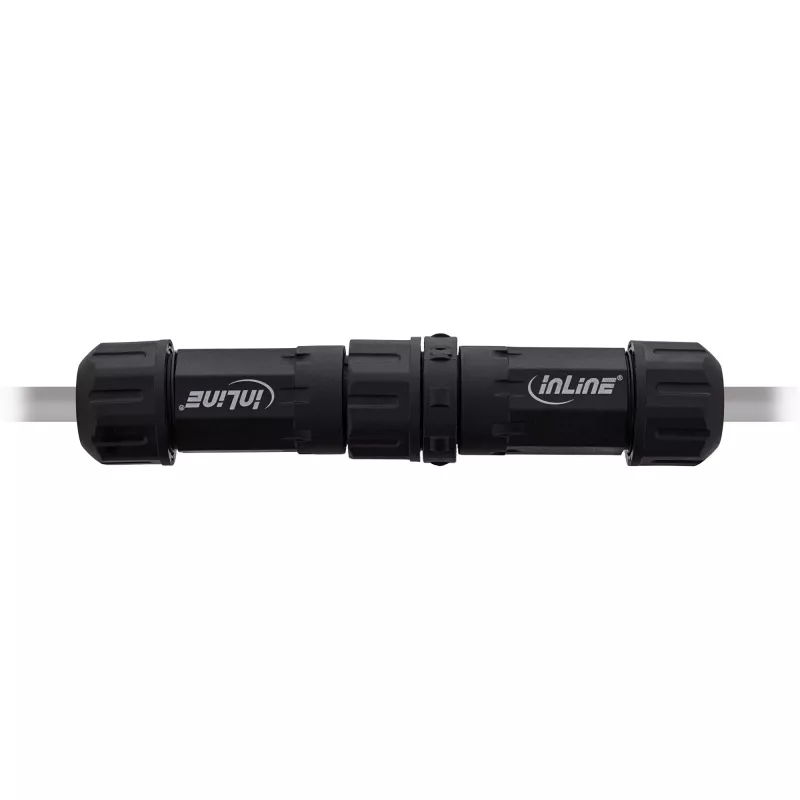 InLine 69927W Accoppiatore di rete IP68, 3 poli, spina/presa, M20, nero