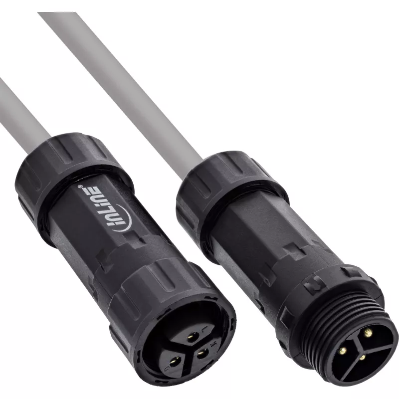 InLine 69927W Accoppiatore di rete IP68, 3 poli, spina/presa, M20, nero