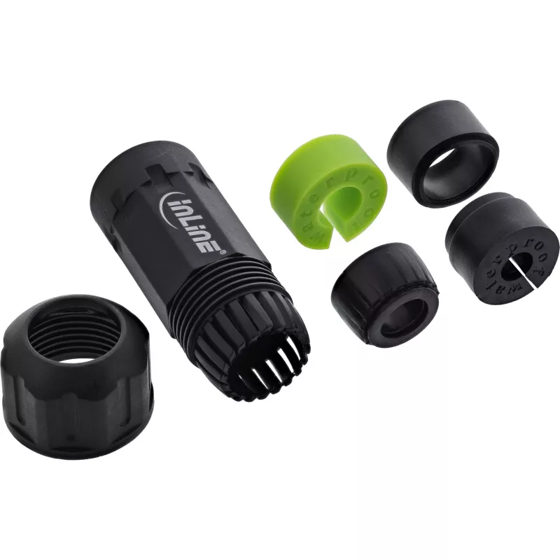 InLine 69927W Accoppiatore di rete IP68, 3 poli, spina/presa, M20, nero