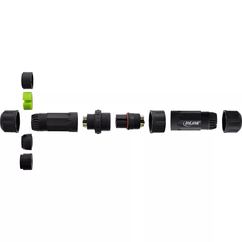 InLine 69927W Accoppiatore di rete IP68, 3 poli, spina/presa, M20, nero
