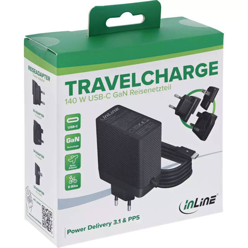 Caricabatterie portatile InLine 31516C — compatto adattatore di rete USB per caricare smartphone e tablet