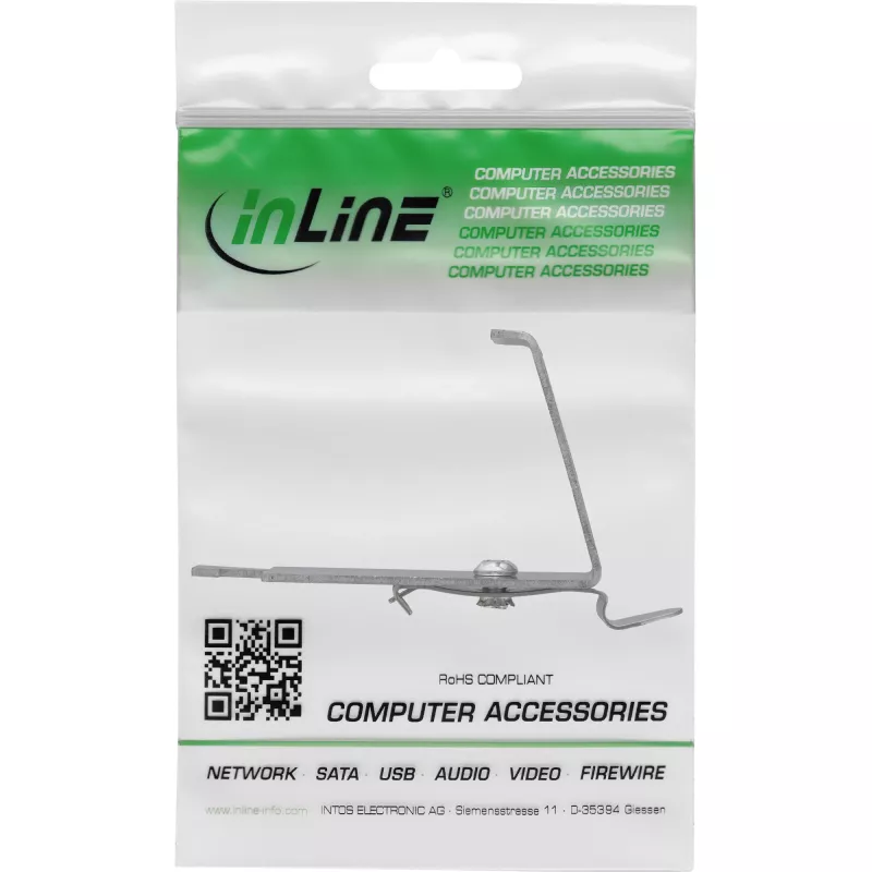 InLine 76203L Supporto modulo metallico Keystone SNAP-In, singolo, per guida DIN, con linguetta
