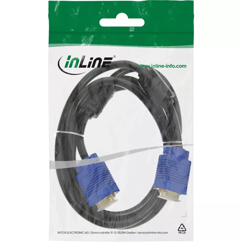 InLine 17719T Cavo S-VGA, HD a 15 pin maschio/maschio, nero, 2 m