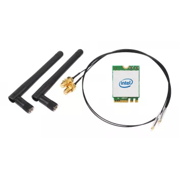 SHUTTLE WLN-M22 kit WLAN — Intel AX210 M.2 Wi‑Fi 6E (triband 2.4/5/6 GHz) con Bluetooth 5.2 e 2x2 antenne esterne