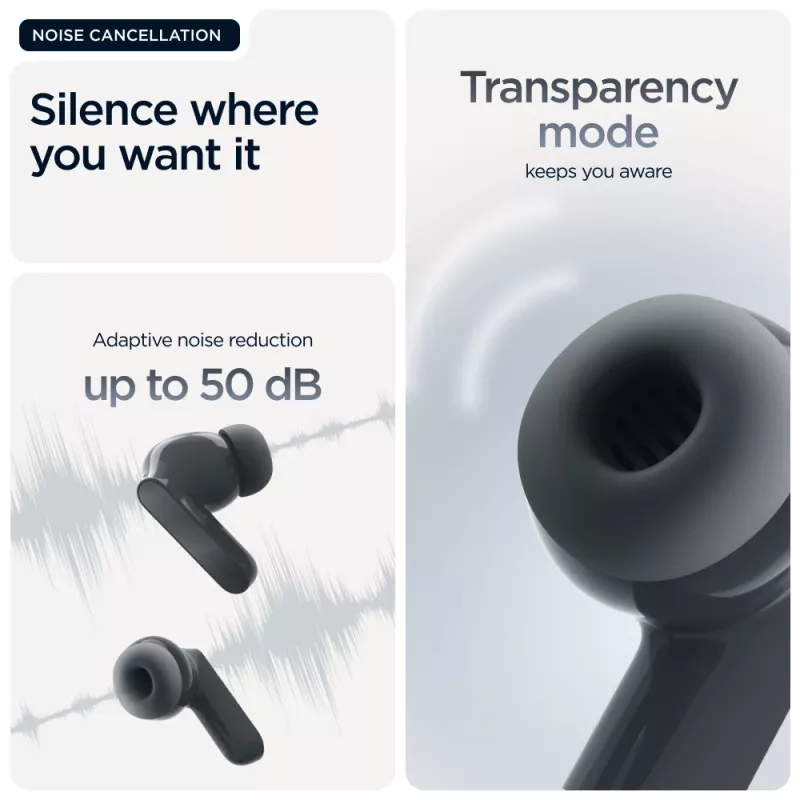Headset MOTOROLA Moto Buds Bass TWS Bluetooth In-Ear per chiamate e musica, nero, 51 g