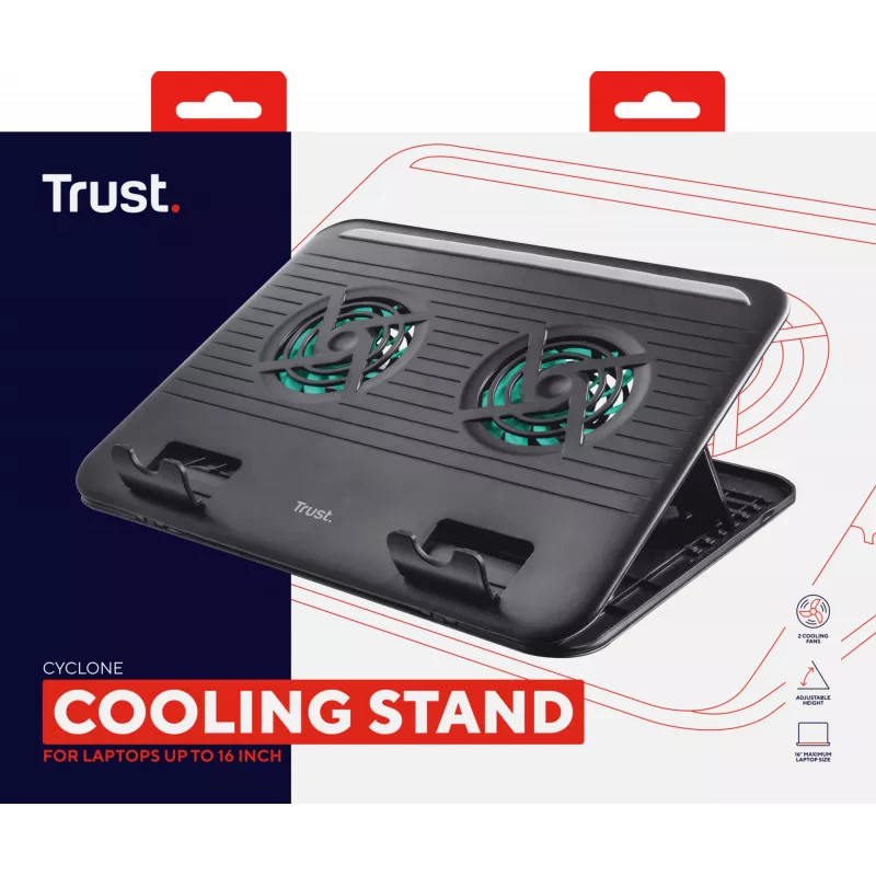 Supporto di raffreddamento Trust Cyclone nero