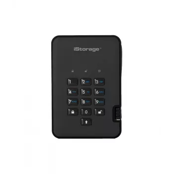 Unità a stato solido crittografata sicura iStorage diskAshur2 256-bit 1 TB USB 3.2 – nero IS-DA2-256-SSD-1TB-B