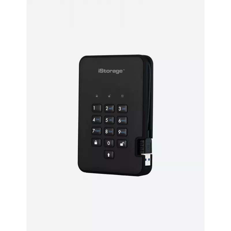 Unità a stato solido crittografata sicura iStorage diskAshur2 256-bit 1 TB USB 3.2 – nero IS-DA2-256-SSD-1TB-B