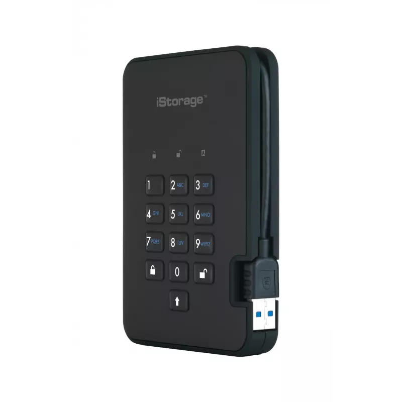 Unità a stato solido crittografata sicura iStorage diskAshur2 256-bit 1 TB USB 3.2 – nero IS-DA2-256-SSD-1TB-B