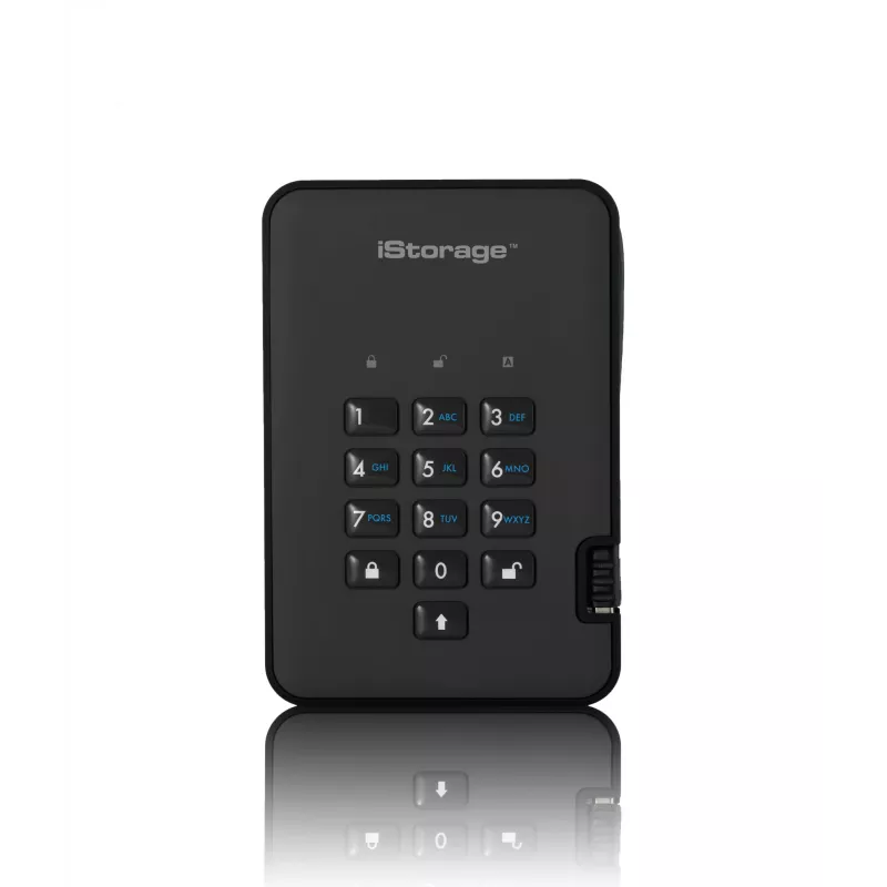 Unità a stato solido crittografata sicura iStorage diskAshur2 256-bit 1 TB USB 3.2 – nero IS-DA2-256-SSD-1TB-B