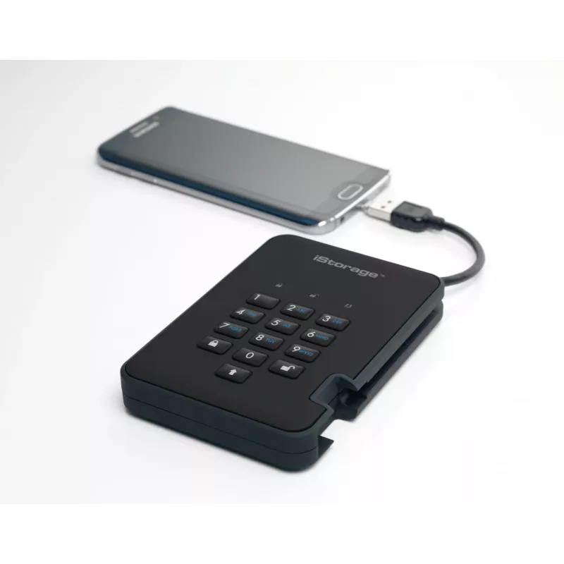 Unità a stato solido crittografata sicura iStorage diskAshur2 256-bit 1 TB USB 3.2 – nero IS-DA2-256-SSD-1TB-B