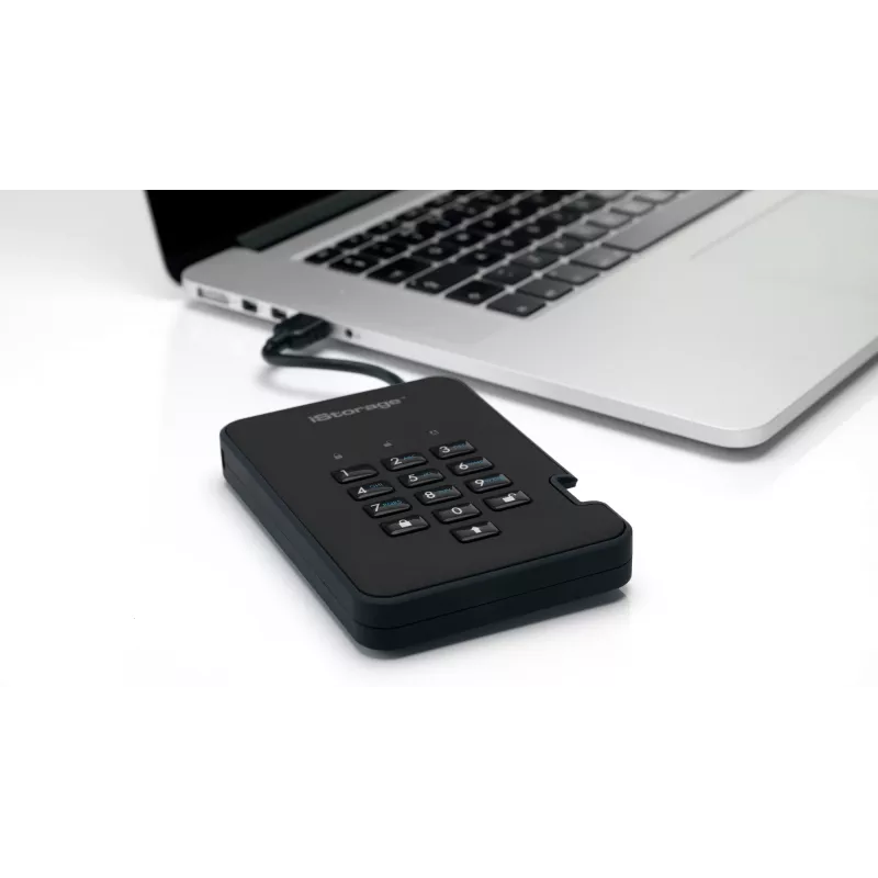 Unità a stato solido crittografata sicura iStorage diskAshur2 256-bit 1 TB USB 3.2 – nero IS-DA2-256-SSD-1TB-B