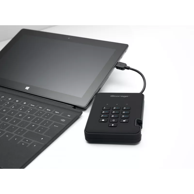 Unità a stato solido crittografata sicura iStorage diskAshur2 256-bit 1 TB USB 3.2 – nero IS-DA2-256-SSD-1TB-B