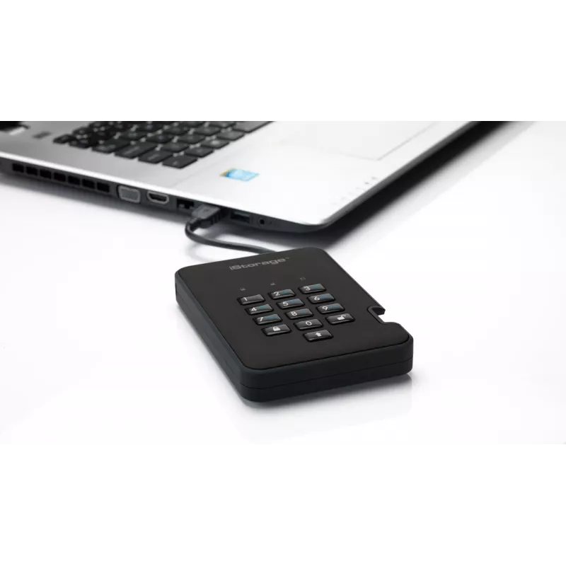 Unità a stato solido crittografata sicura iStorage diskAshur2 256-bit 1 TB USB 3.2 – nero IS-DA2-256-SSD-1TB-B